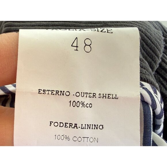 Rubinacci Napoli Gray Corduroy Pleated Trousers With Belt Size 48 Made In Italy - Picture 8 of 8